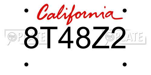 8T48Z2 California License Plate