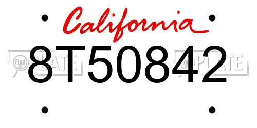 8T50842 California License Plate