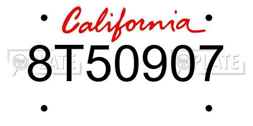 8T50907 California License Plate