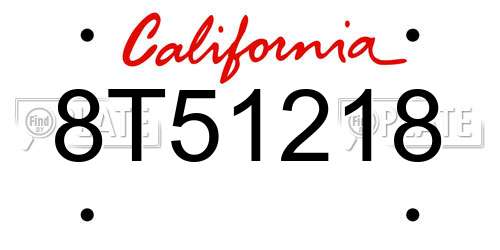 8T51218 California License Plate