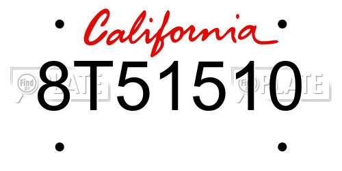 8T51510 California License Plate