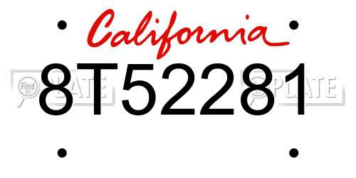 8T52281 California License Plate