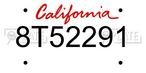 8T52291 California License Plate