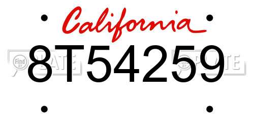 8T54259 California License Plate
