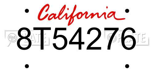 8T54276 California License Plate