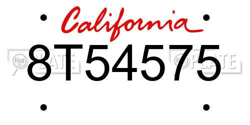 8T54575 California License Plate