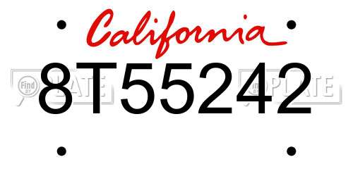 8T55242 California License Plate