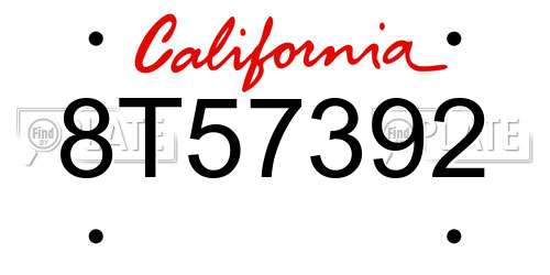 8T57392 California License Plate
