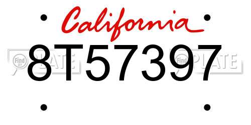 8T57397 California License Plate