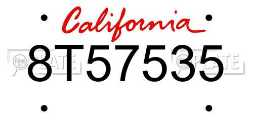 8T57535 California License Plate