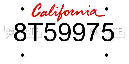 8T59975 California License Plate