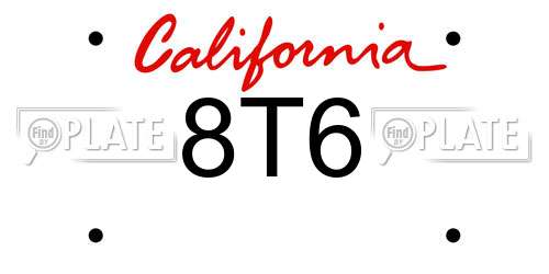 8T6 California License Plate