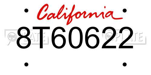 8T60622 California License Plate