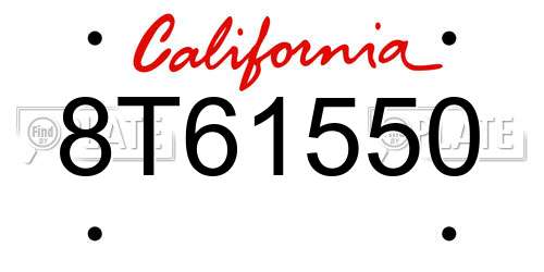 8T61550 California License Plate