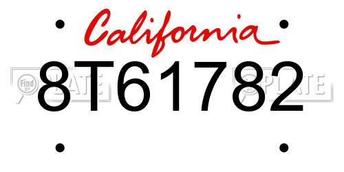 8T61782 California License Plate