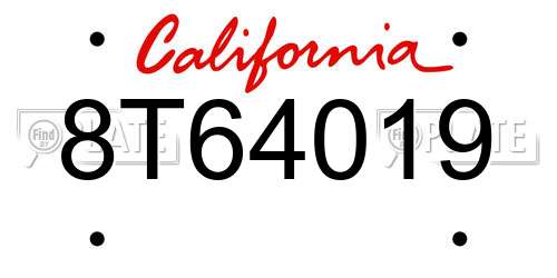 8T64019 California License Plate