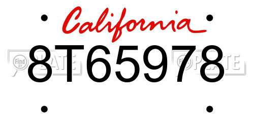8T65978 California License Plate