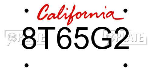 8T65G2 California License Plate