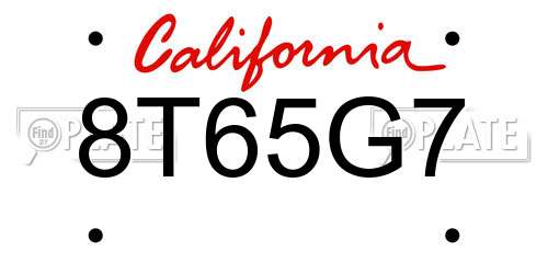 8T65G7 California License Plate
