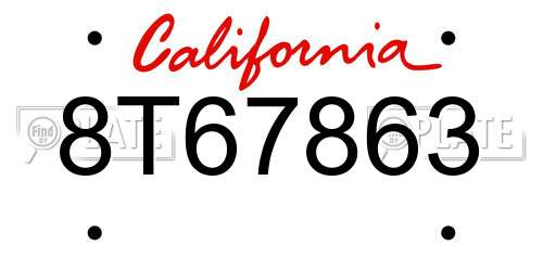 8T67863 California License Plate