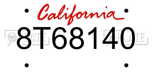 8T68140 California License Plate