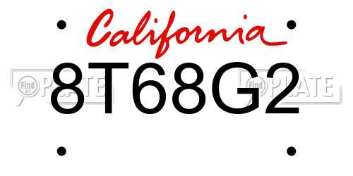 8T68G2 California License Plate