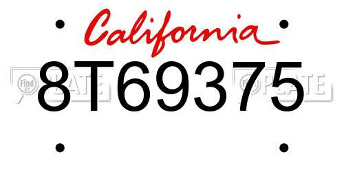8T69375 California License Plate