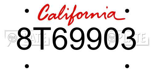 8T69903 California License Plate