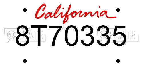 8T70335 California License Plate