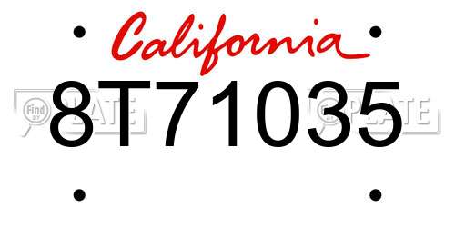 8T71035 California License Plate