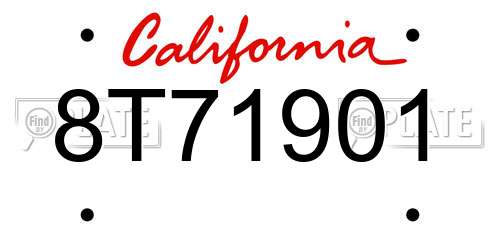 8T71901 California License Plate