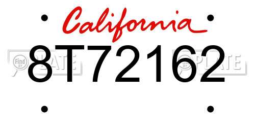 8T72162 California License Plate