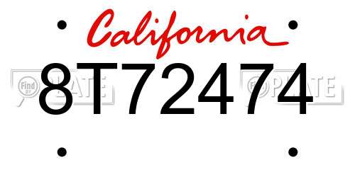 8T72474 California License Plate
