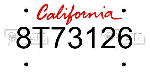 8T73126 California License Plate