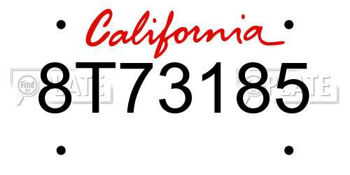 8T73185 California License Plate