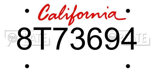 8T73694 California License Plate