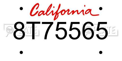 8T75565 California License Plate