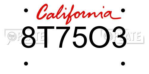 8T75O3 California License Plate