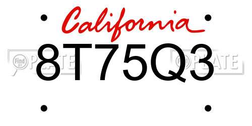 8T75Q3 California License Plate