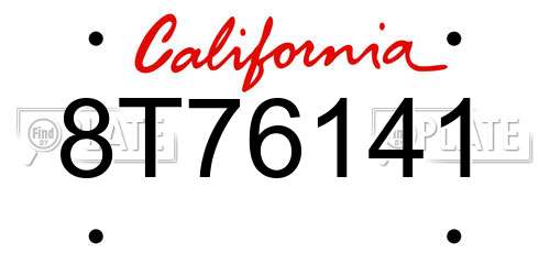 8T76141 California License Plate