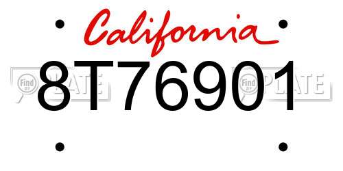 8T76901 California License Plate