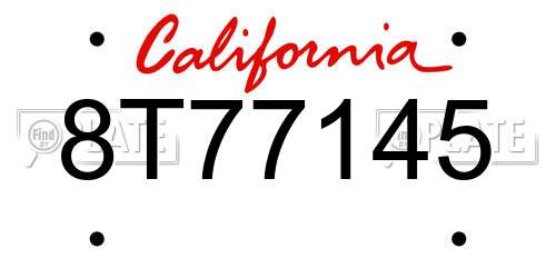 8T77145 California License Plate