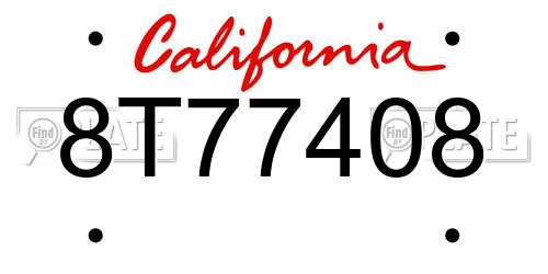 8T77408 California License Plate