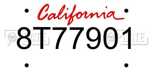 8T77901 California License Plate
