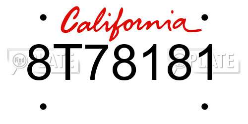 8T78181 California License Plate