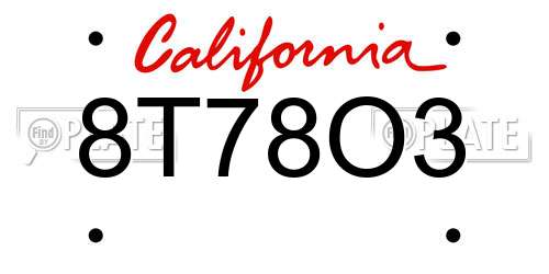 8T78O3 California License Plate