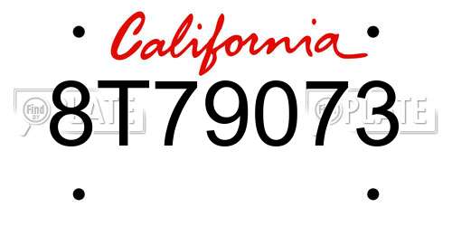 8T79073 California License Plate