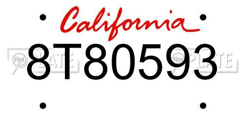 8T80593 California License Plate