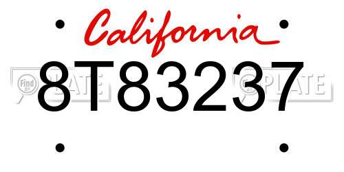 8T83237 California License Plate