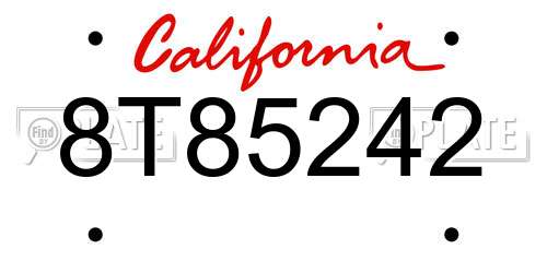 8T85242 California License Plate